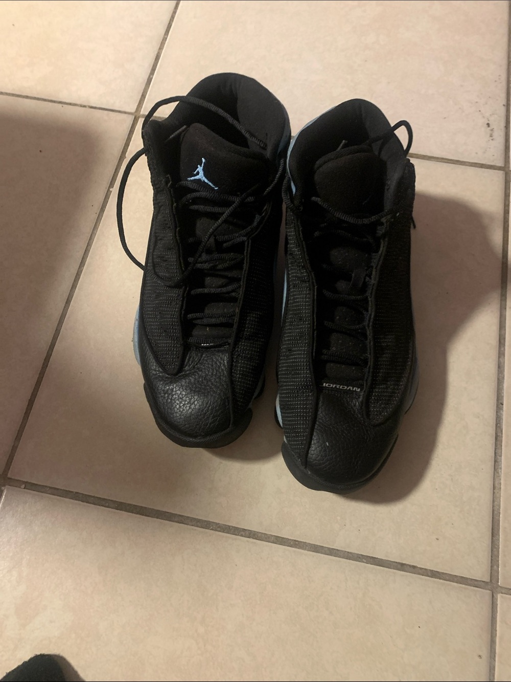 Jordan Men’s Black with Light Blue Accents Basketball Sneakers